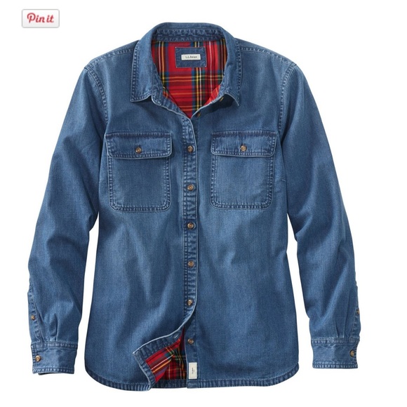 Washed Denim Shirt Flannel Lined 